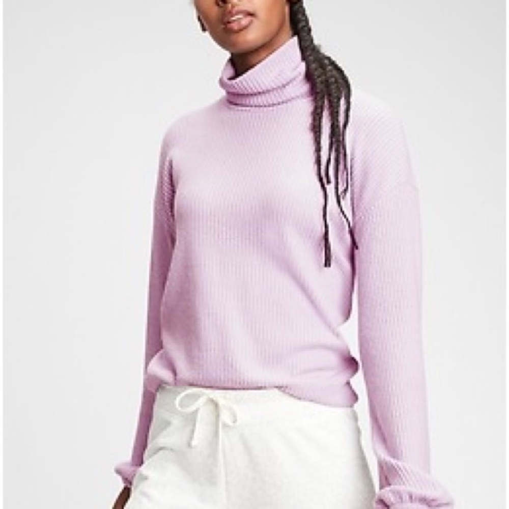 GAP Brushed Waffle-Knit Turtleneck T-Shirt